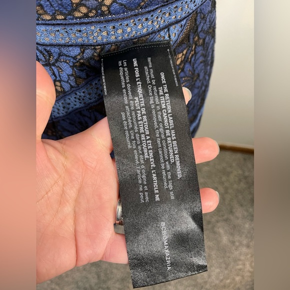 NWT BCBGMaxAzria Blue Lace Asymmetrical Cocktail Midi Dress 2 - Picture 9 of 10